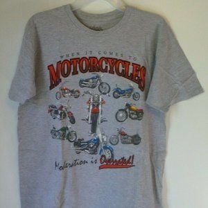 Men's T-Shirt,Motorcycles,Size M,Gray,Short Sleeve